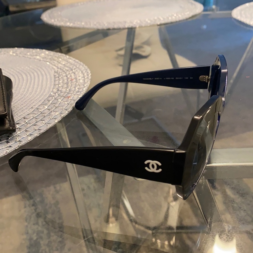 CHANEL Black and Blue Sunglasses